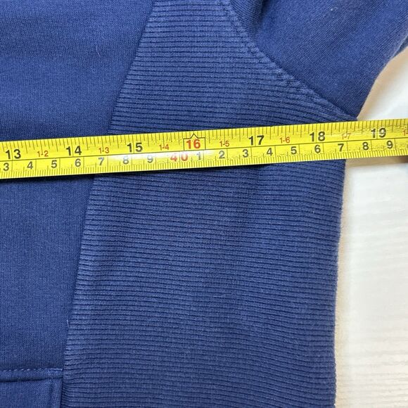 Athleta Cozy Karma Dress Size Small Blue Cowl Neck Kangaroo Pocket Zippers - Picture 6 of 9